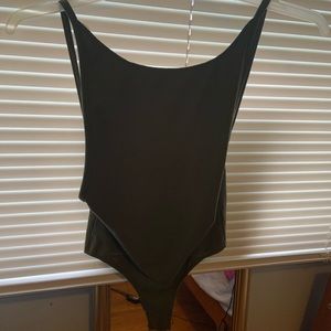 Army Green Open Back Bodysuit
